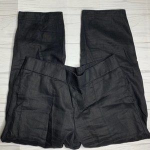 Eileen Fisher 100% Organic Linen Black Crop Pant, Medium